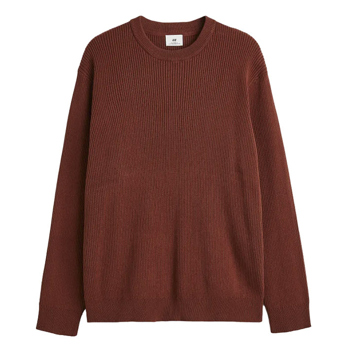 

Джемпер H&M Relaxed Fit Rib-knit, коричневый