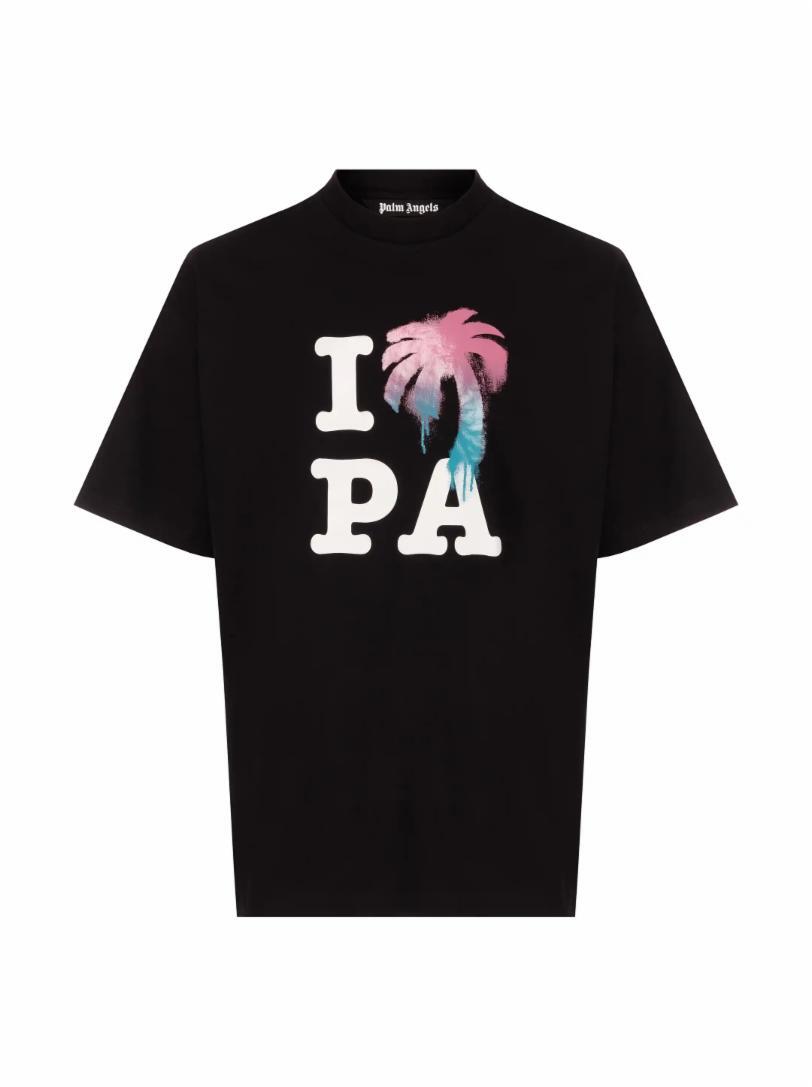 

Хлопковая футболка с принтом Palm Angels, Черный