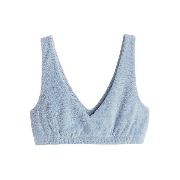 

Топ домашний H&M Terry Crop, голубой