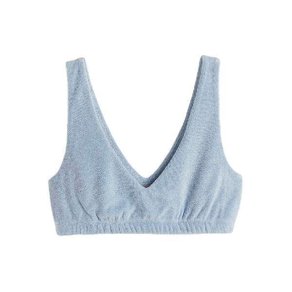 Топ домашний H&M Terry Crop, голубой