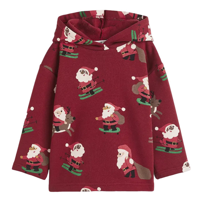 

Толстовка H&M Skiing Santas Printed, темно-красный
