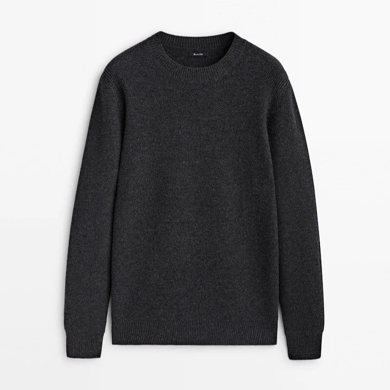 

Свитер Massimo Dutti Wool Blend Smocked Knit, темно-серый