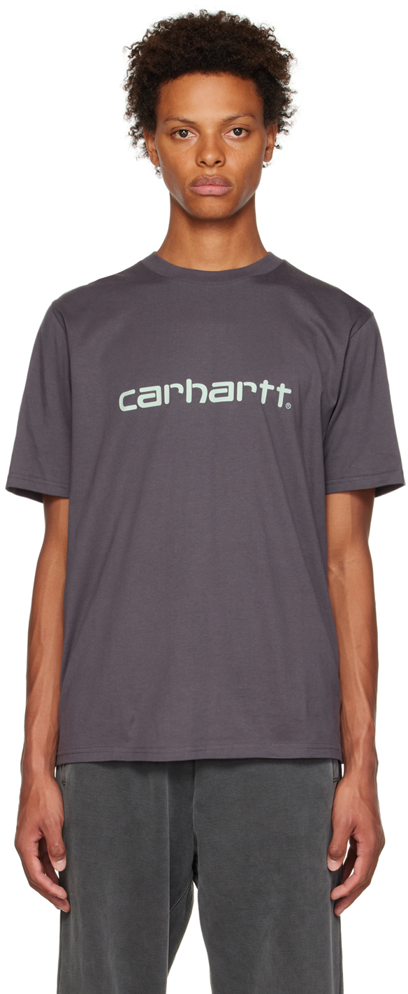 

Фиолетовая футболка с надписью Carhartt Work In Progress, Фиолетовый