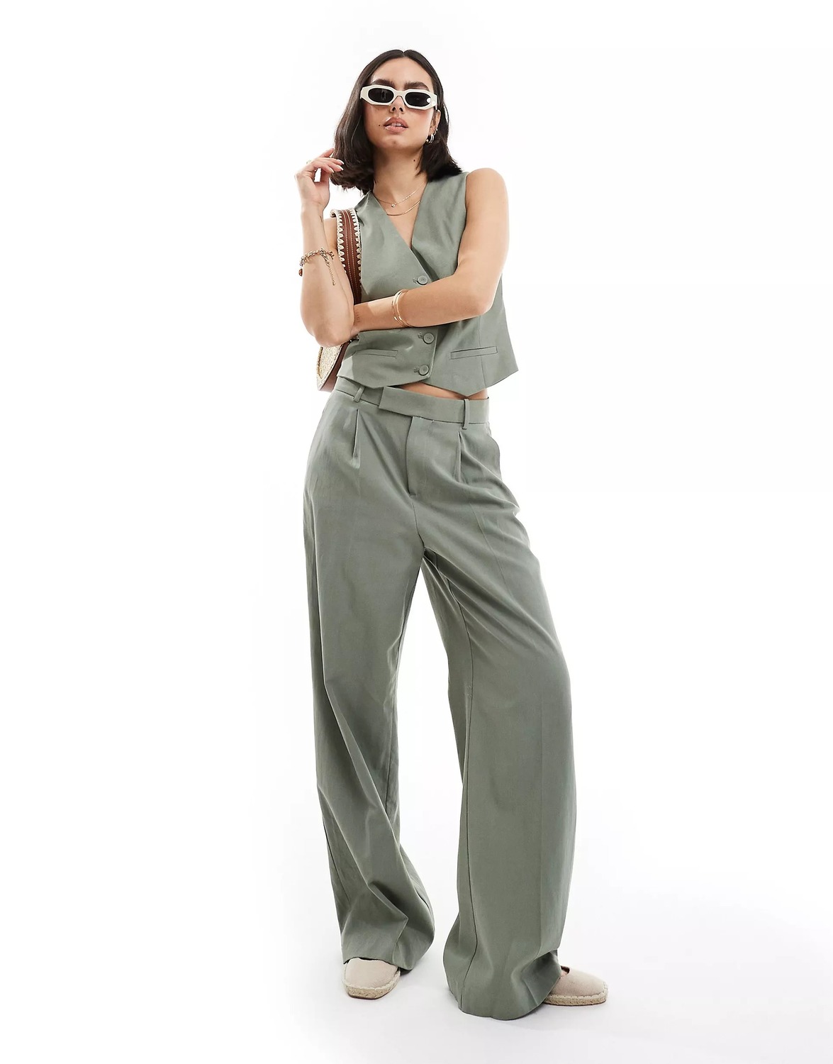 

Брюки Mango Lightweight Co-ord, светло-зеленый
