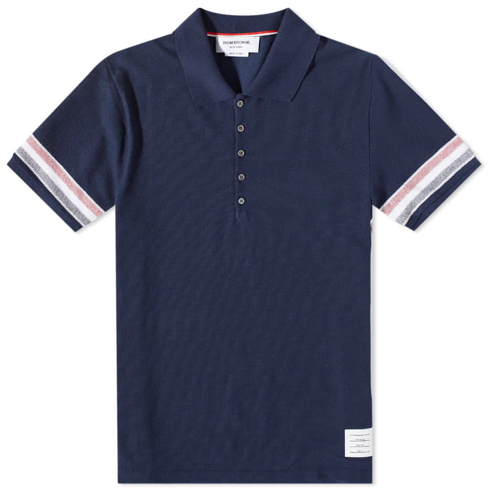 

Футболка Thom Browne Textured Cotton Polo Shirt, Черный