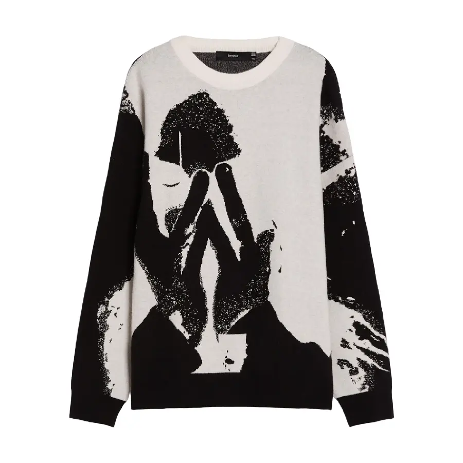 

Свитер Bershka Embroidered Varsity, белый
