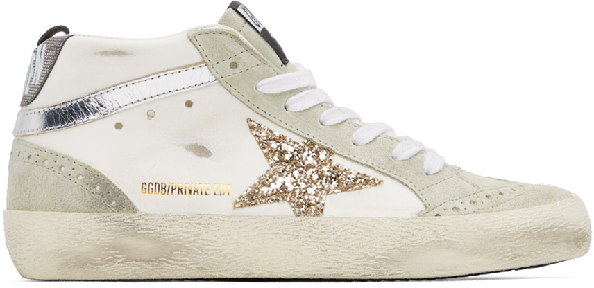 

Эксклюзивные белые кроссовки SSENSE Mid Star Golden Goose, Белый