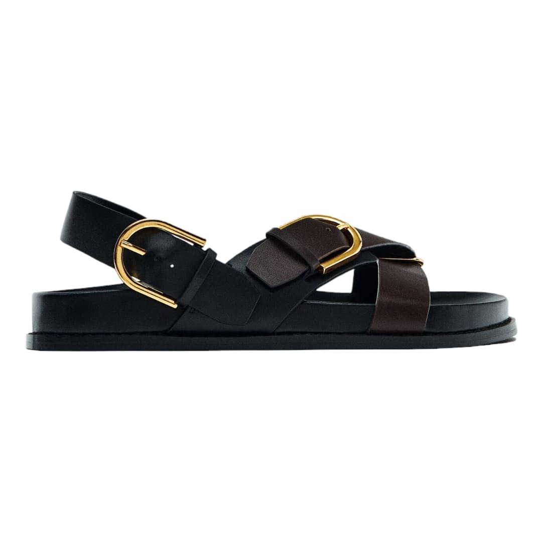 

Сандалии Massimo Dutti Wide Strap With Buckle, черный/коричневый