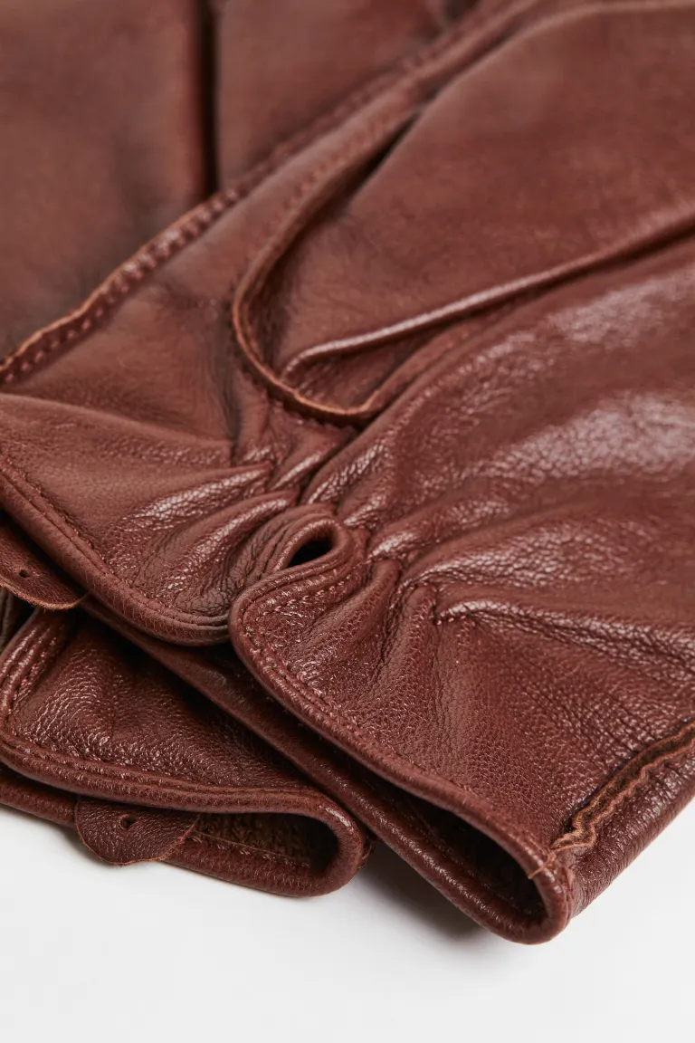 Кожаные перчатки H&M, коричневый