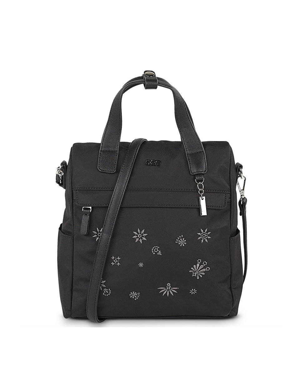 Женский рюкзак Vienna черного цвета на молнии SKPAT, черный простой женский рюкзак из ткани оксфорд с защитой от кражи вместительная сумка на плечо дамский ранец
