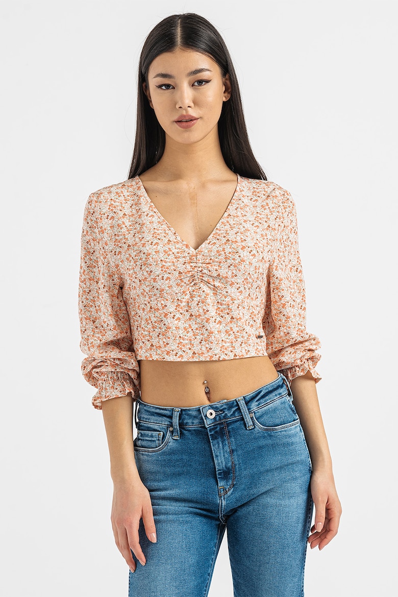 Короткая блузка Aiza с цветочным узором Pepe Jeans London, оранжевый