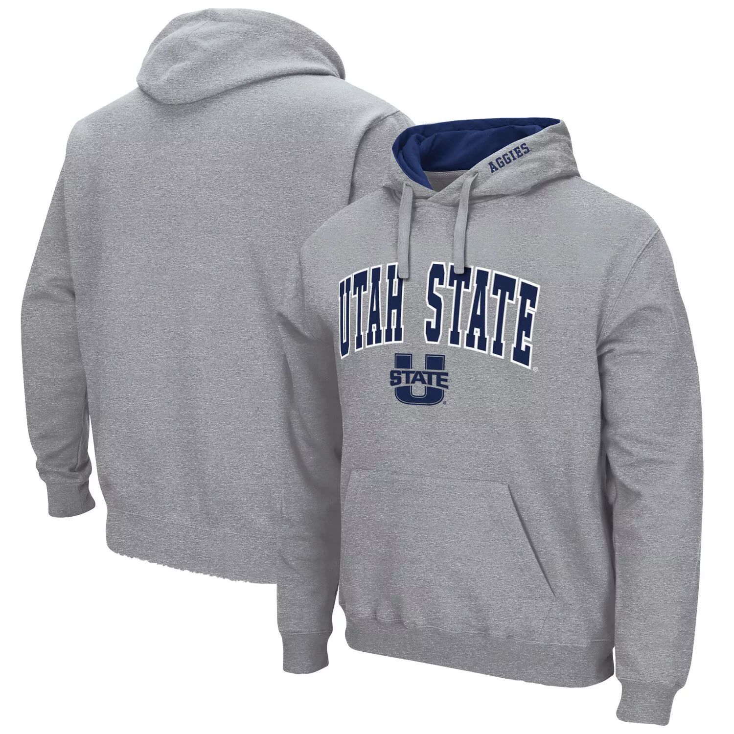 Мужской серый пуловер с капюшоном и логотипом штата Юта Aggies Arch Colosseum