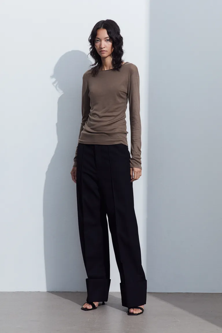 

Блузка из лиоцелла с длинными рукавами H&M, коричневый