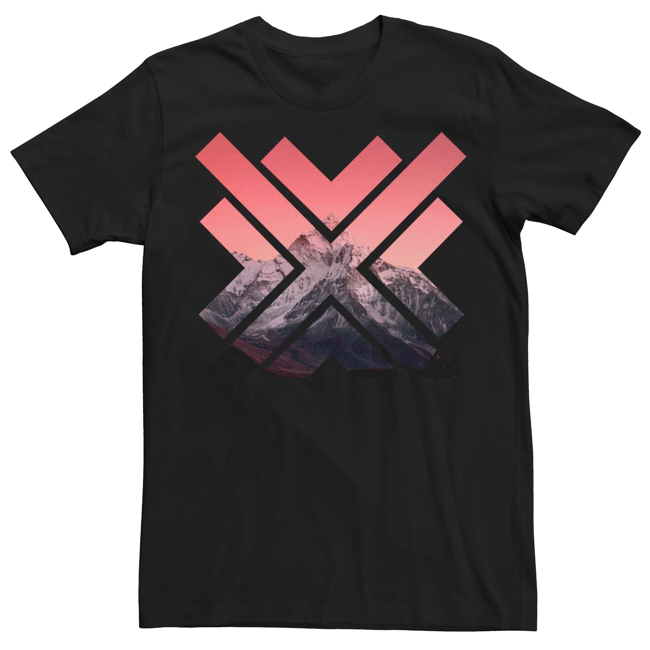 Мужская футболка с геометрическим рисунком гор и заката Fifth Sun