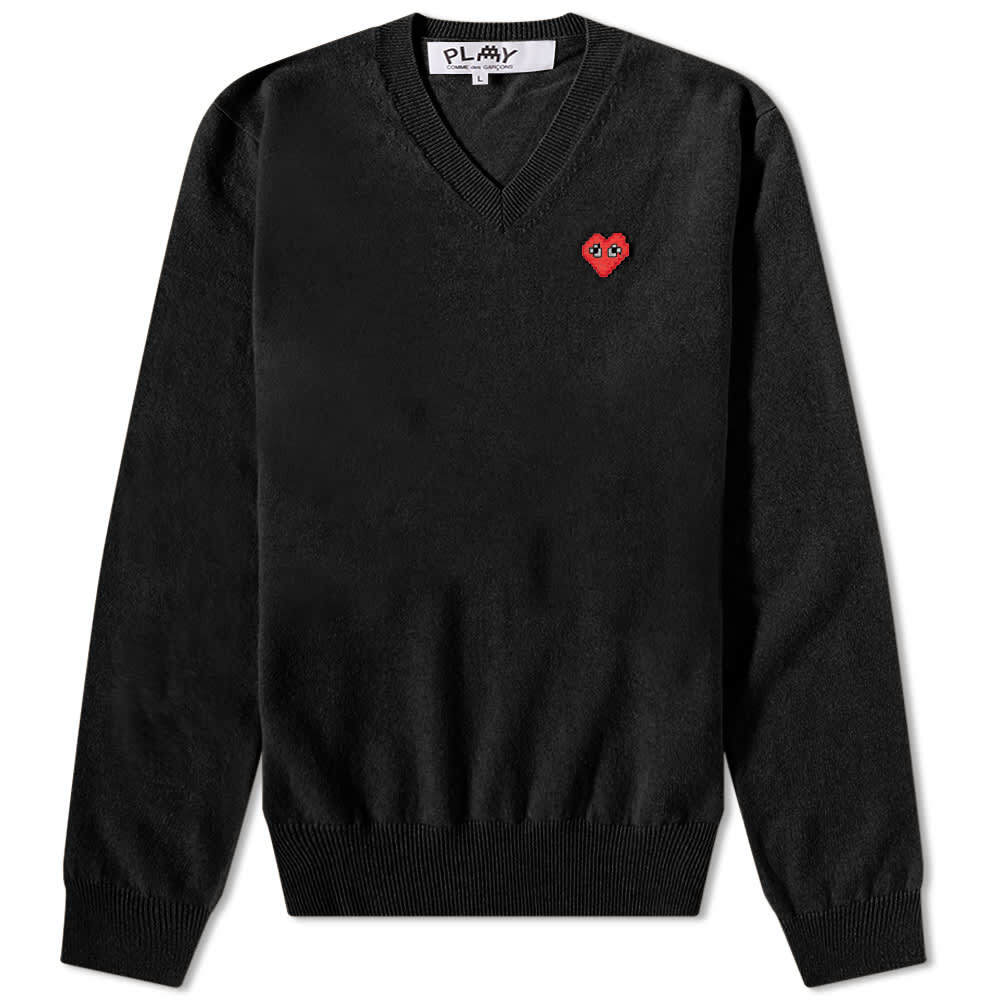 

Джемпер Comme des Garçons Play Invader Heart V-Neck Knit, Черный, Джемпер Comme des Garçons Play Invader Heart V-Neck Knit