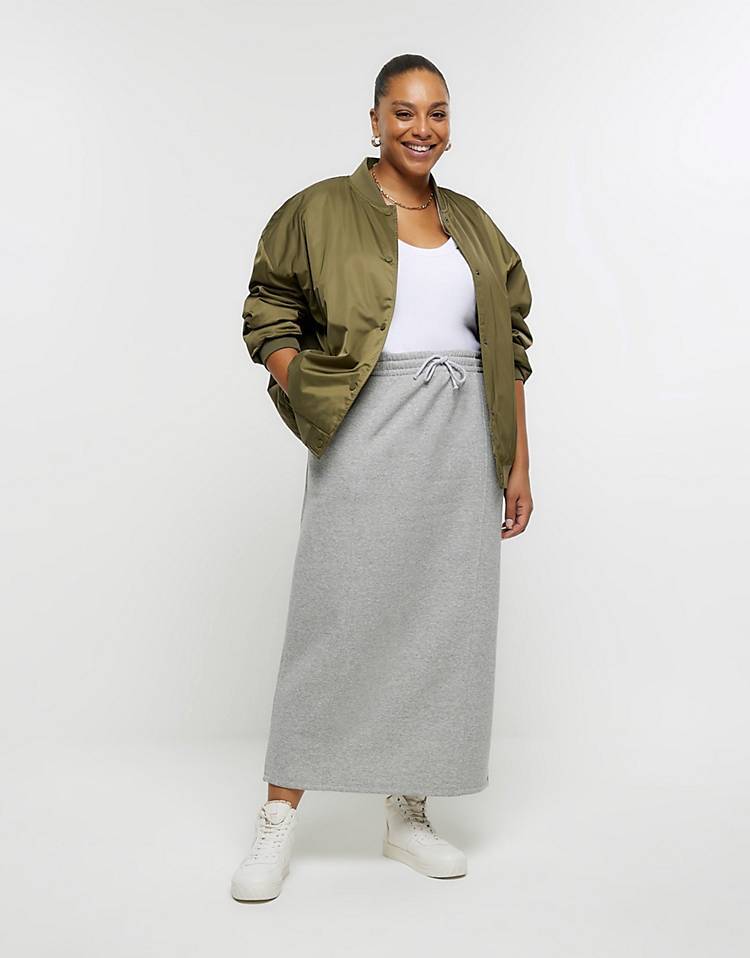 

Юбка River Island Plus Sweat Midi, серый