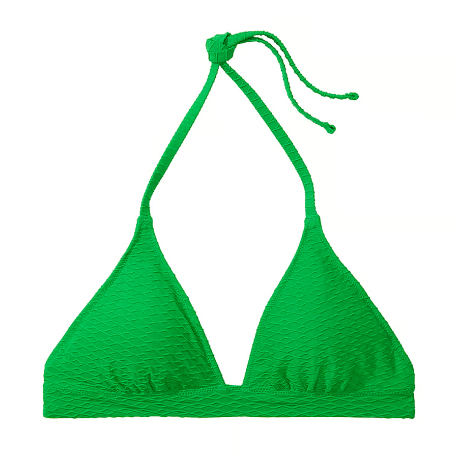 Топ бикини Victoria's Secret Swim Mix & Match Removable Push-Up Halter Fishnet, зеленый