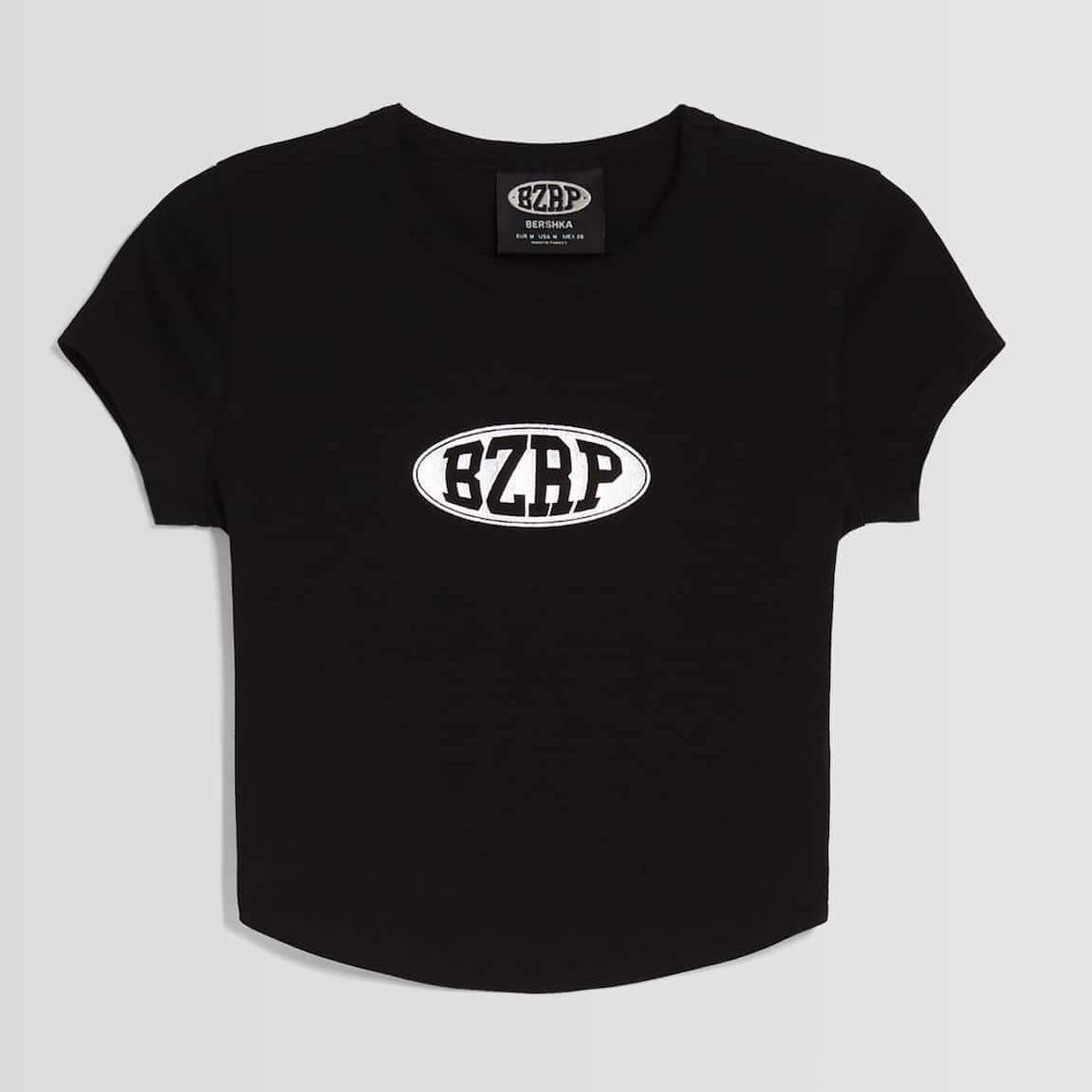 

Футболка Bershka Bizarrap Print Short Sleeve, черный