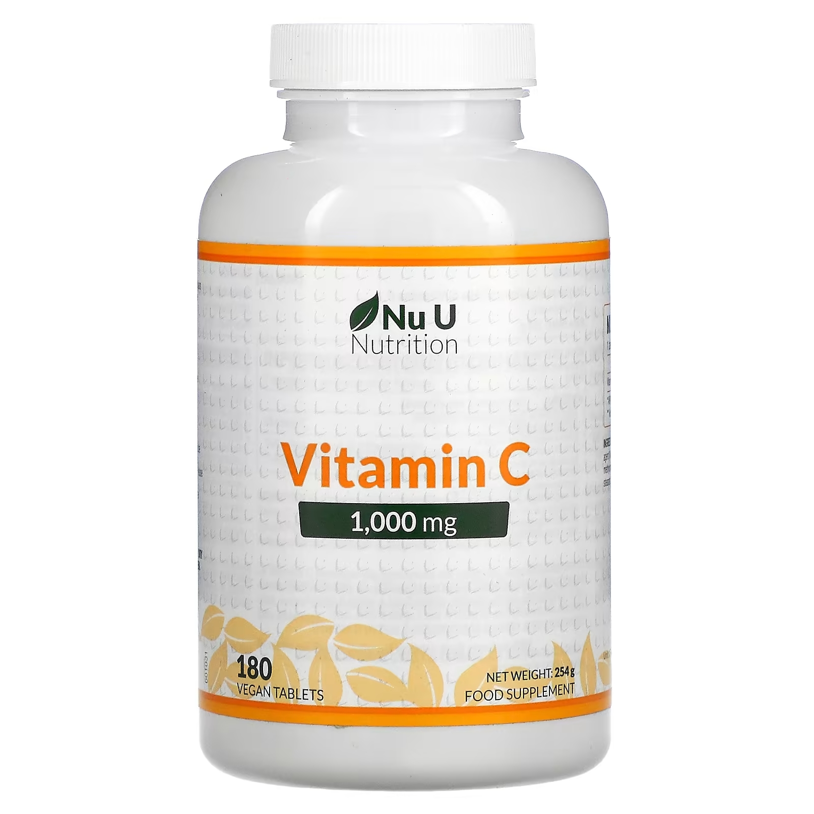 Nu U Nutrition Витамин С 1000 мг, 180 растительных таблеток nu u nutrition витамин b12 1000 мкг 180 вегетарианских таблеток