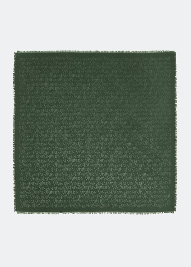 Шарф SAINT LAURENT Large logo square scarf, зеленый