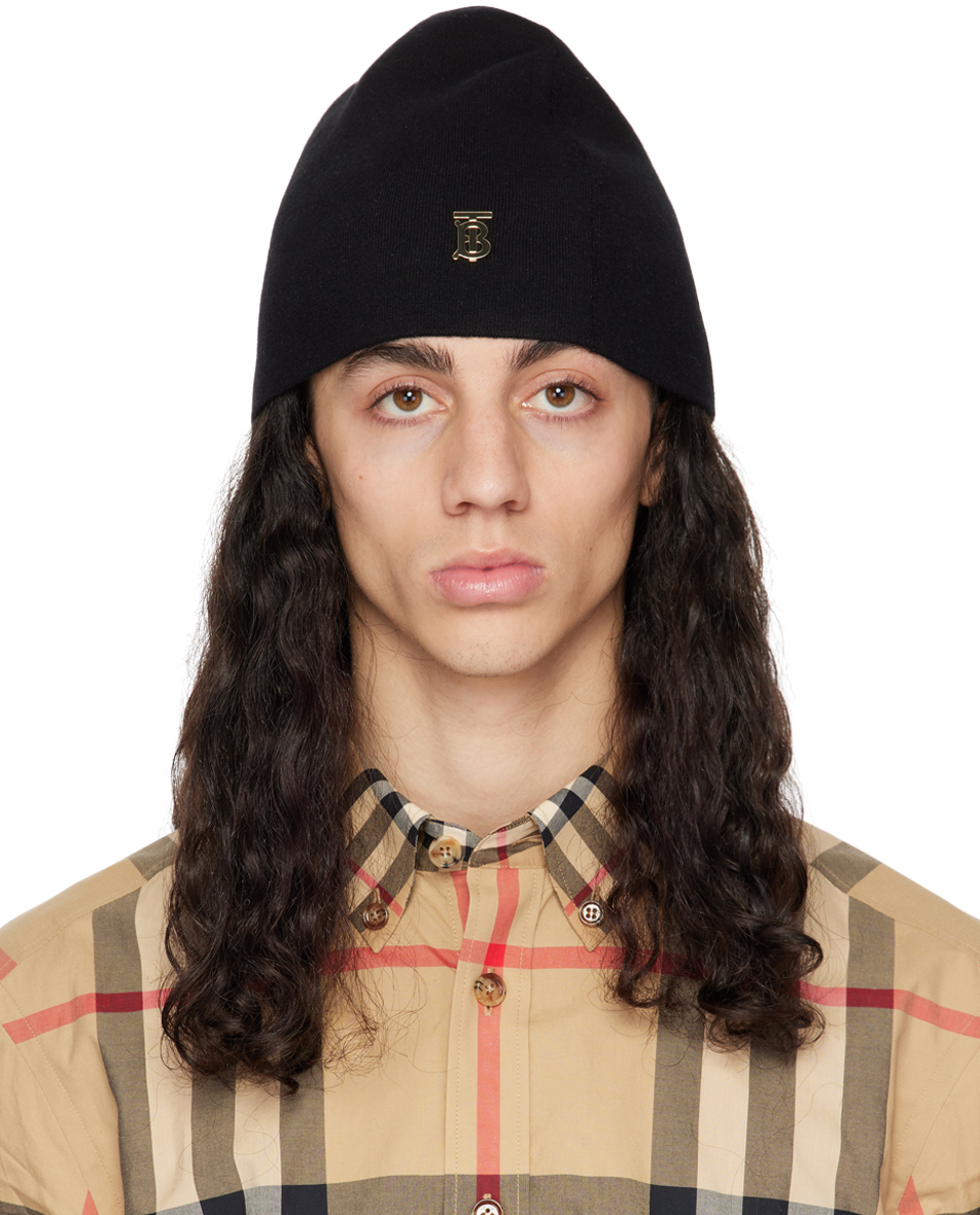 

Черно-коричневая двусторонняя шапка с монограммой Burberry