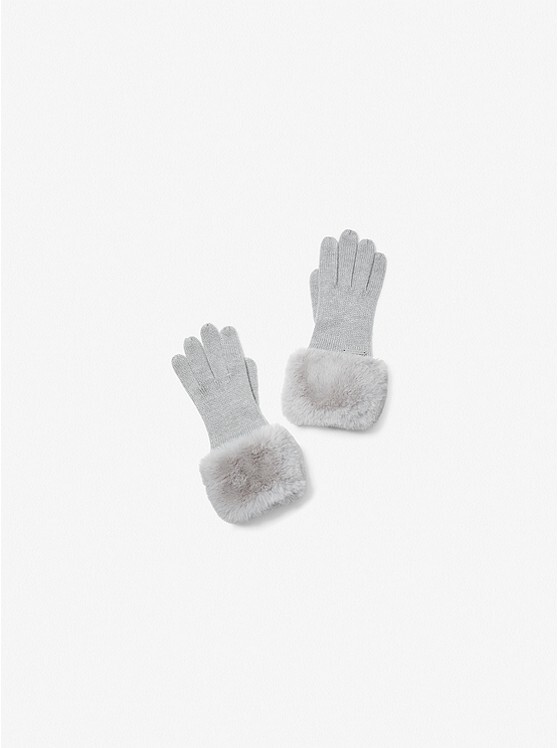 

Перчатки Michael Michael kors faux fur-trim knit, серый