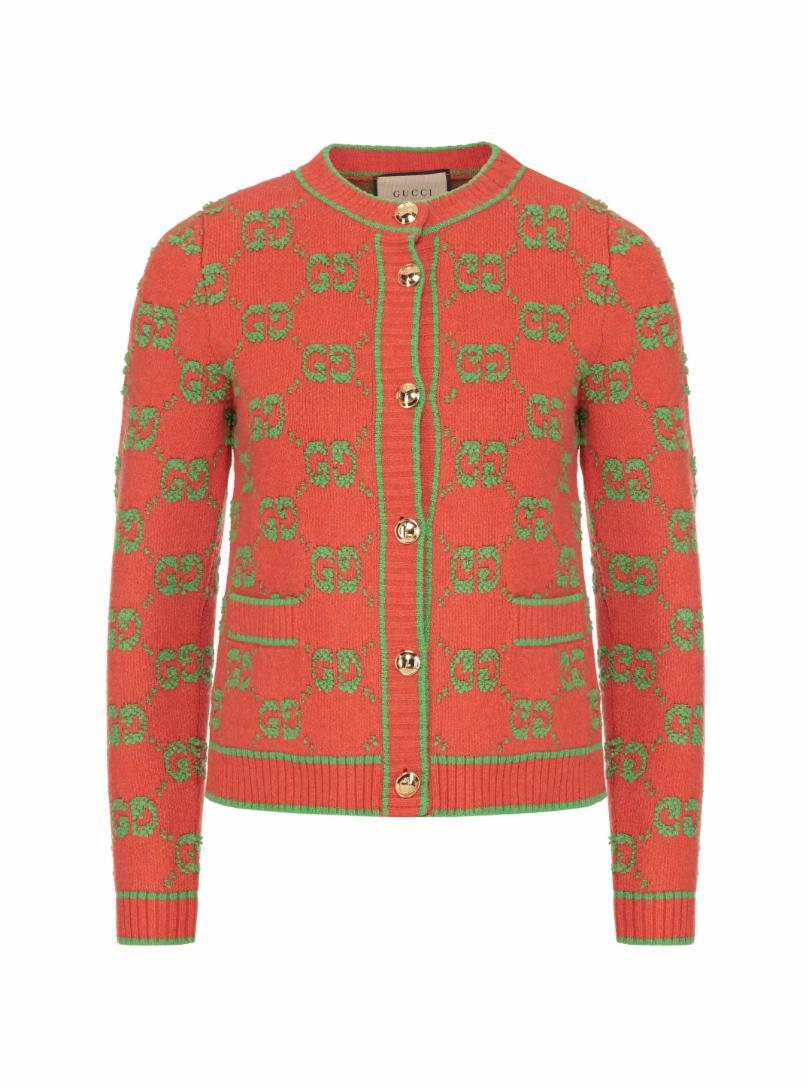 

Шерстяной кардиган с монограммой Gucci