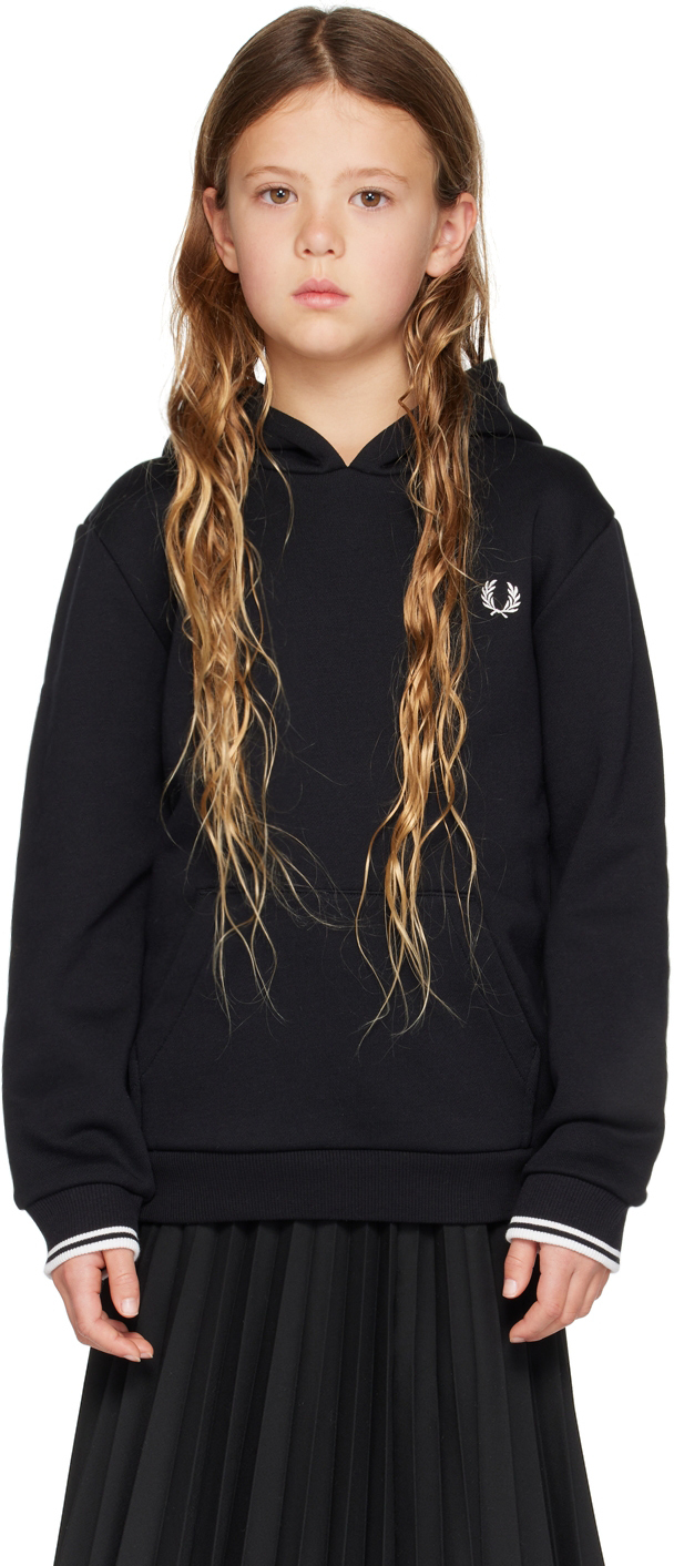 

Детская толстовка с капюшоном черного цвета с двумя наконечниками Fred Perry