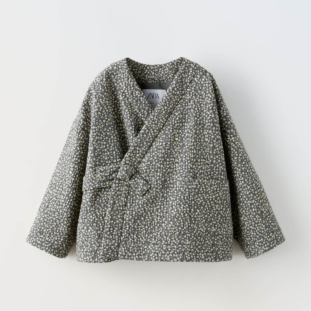 Жакет для девочек Zara Textured Floral, серый куртка zara textured серый