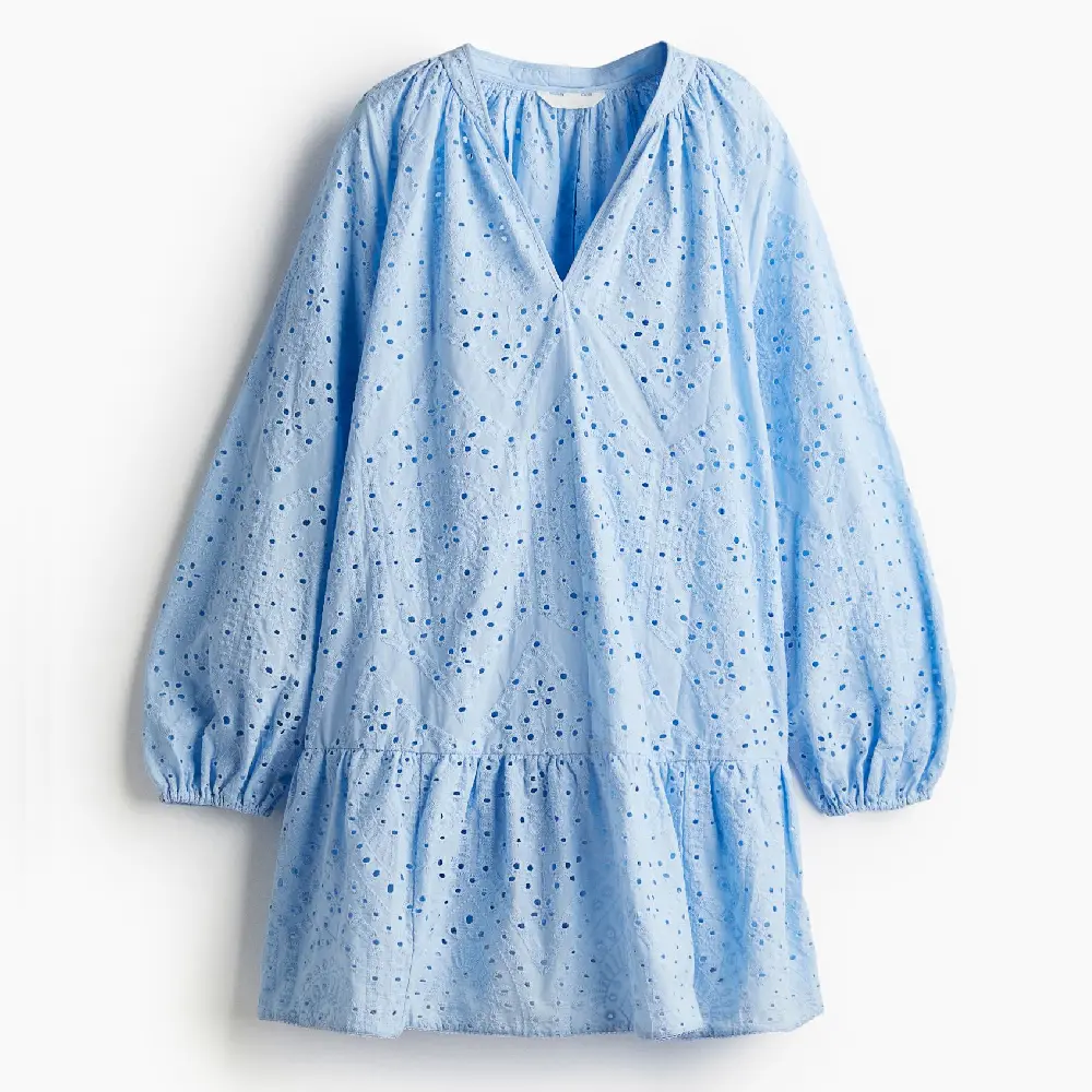 

Платье H&M Eyelet Embroidery, голубой, Синий