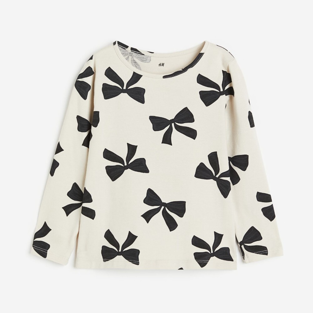 

Лонгслив H&M Kids Printed Jersey Bows, белый