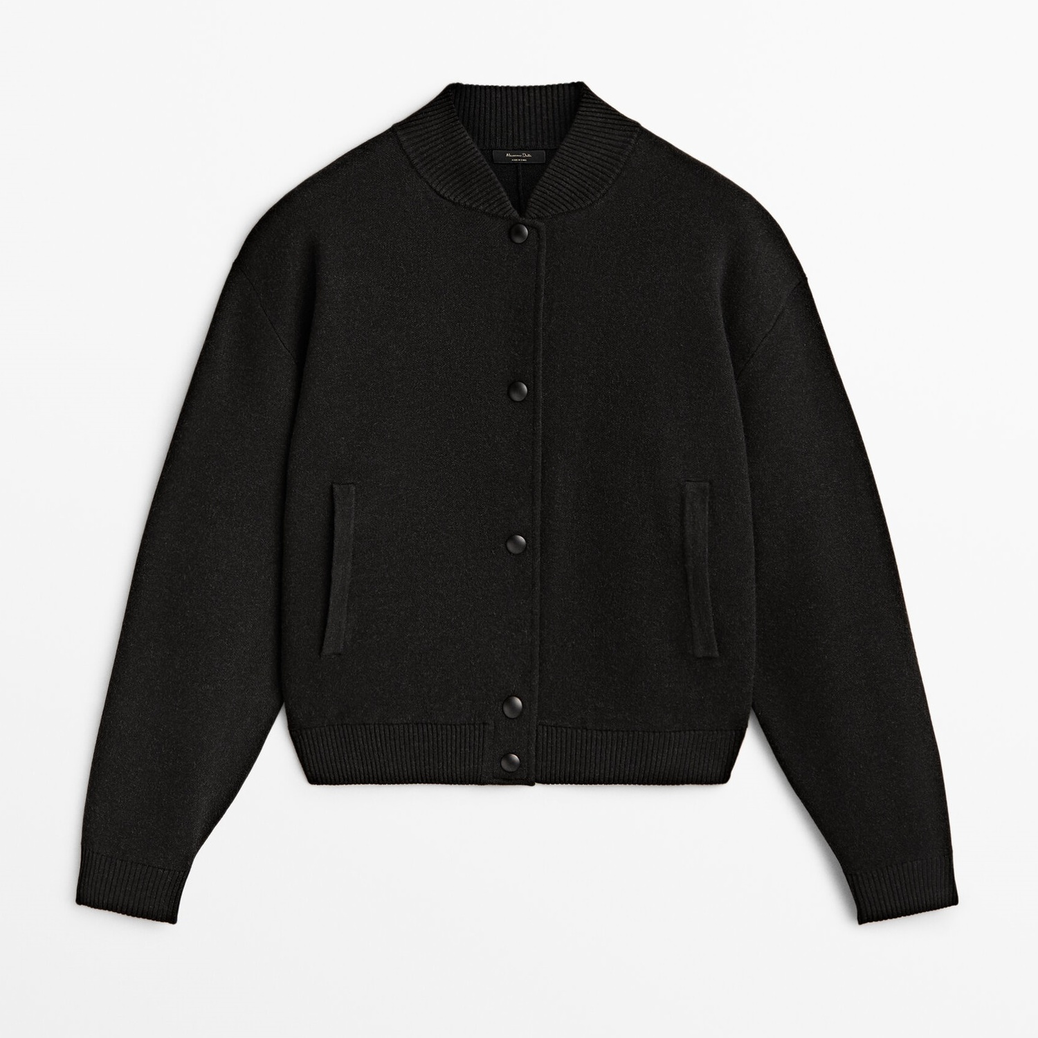 

Бомбер Massimo Dutti Knit With Snap-buttons, темно-серый