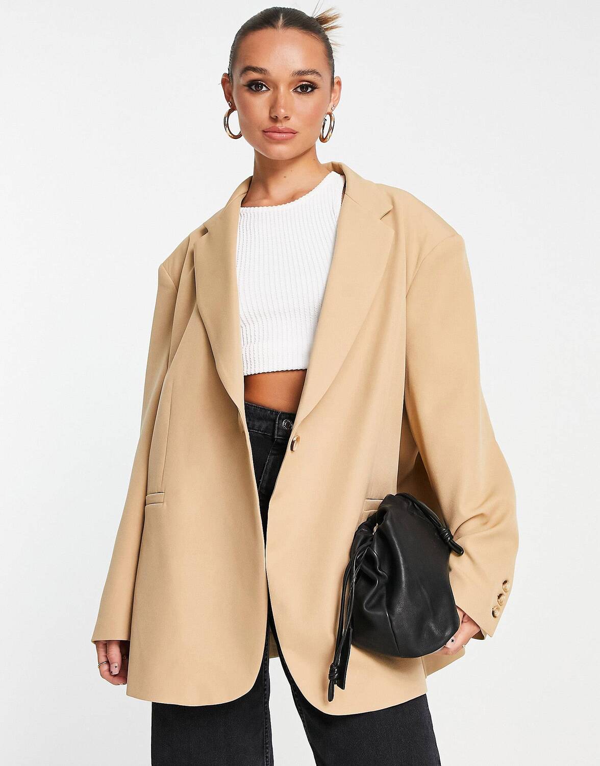 

Бежевый свободный блейзер ASOS DESIGN