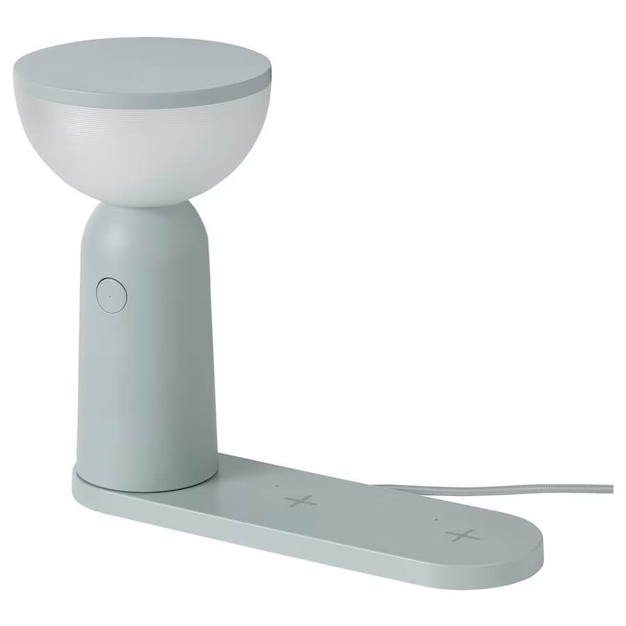 

Настольная лампа Ikea Bettorp Transfer Led Wireless Charging, серо-голубой