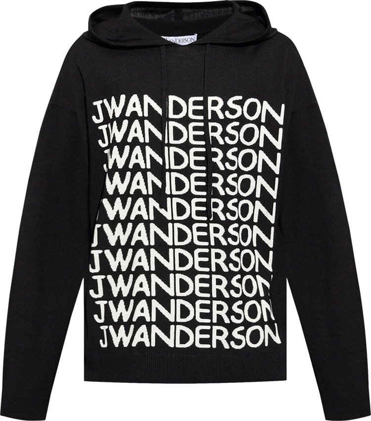 

Худи JW Anderson Repeat Logo Hoodie 'Black/White', черный