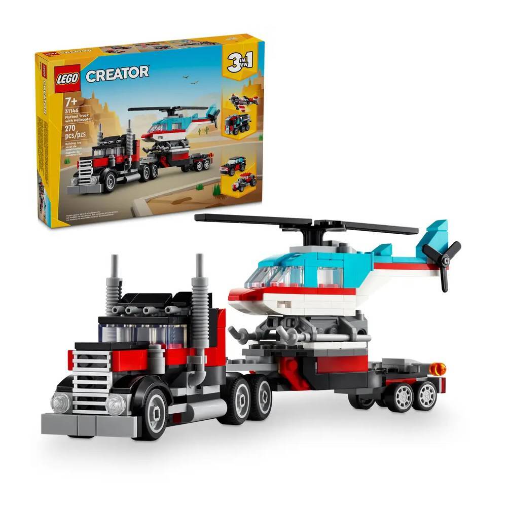 

Конструктор Lego Flatbed Truck with Helicopter, 270 деталей