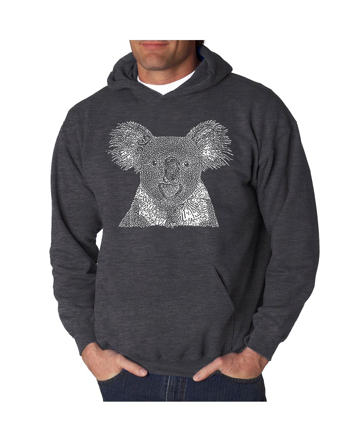 цена Мужская толстовка с капюшоном koala word art LA Pop Art, серый