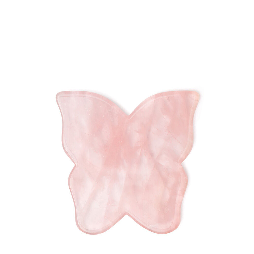Crystallove Crystal Collection пластина-бабочка для массажа лица гуаша из розового кварца, 1 шт.