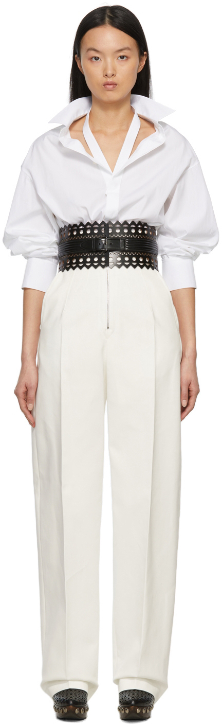 

Брюки Off-White с завышенной талией и защипами ALAÏA, Коричневый