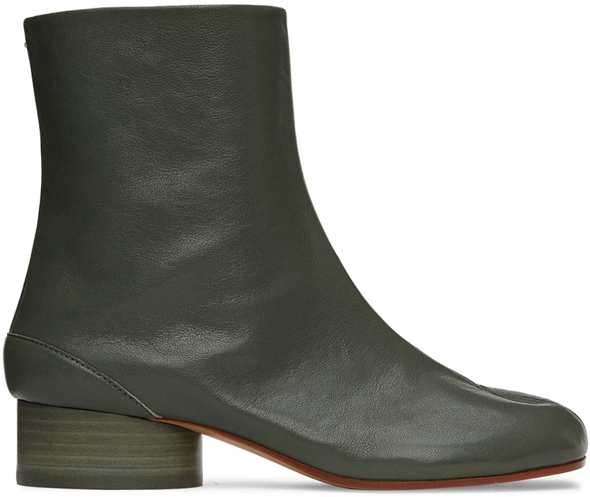 

Зеленые ботильоны таби на низком каблуке Maison Margiela