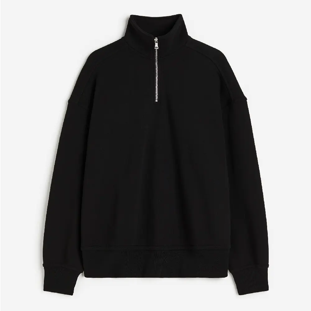 

Свитшот H&M Oversized Fit Half-zip, черный