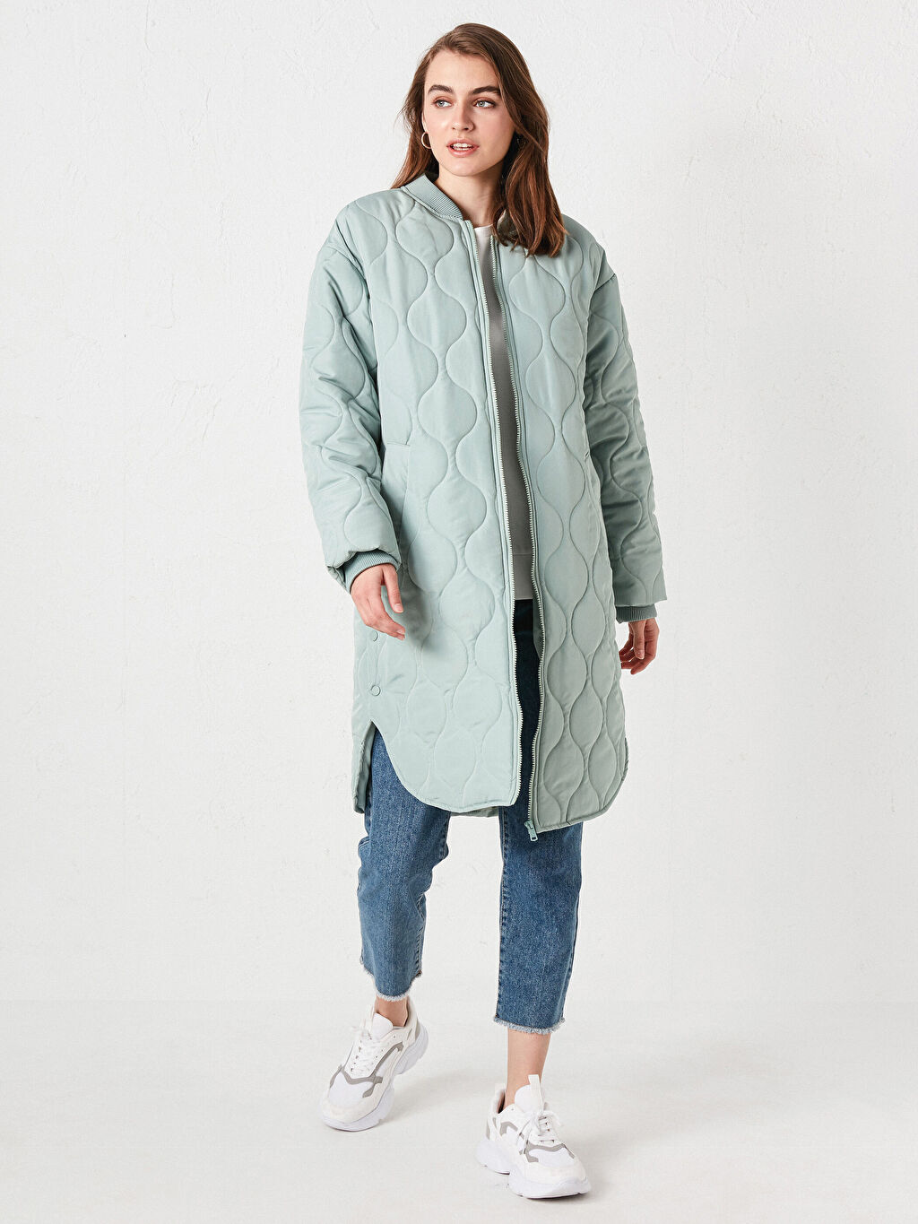 

Женский плащ с воротником-стойкой и длинным рукавом LCW Modest