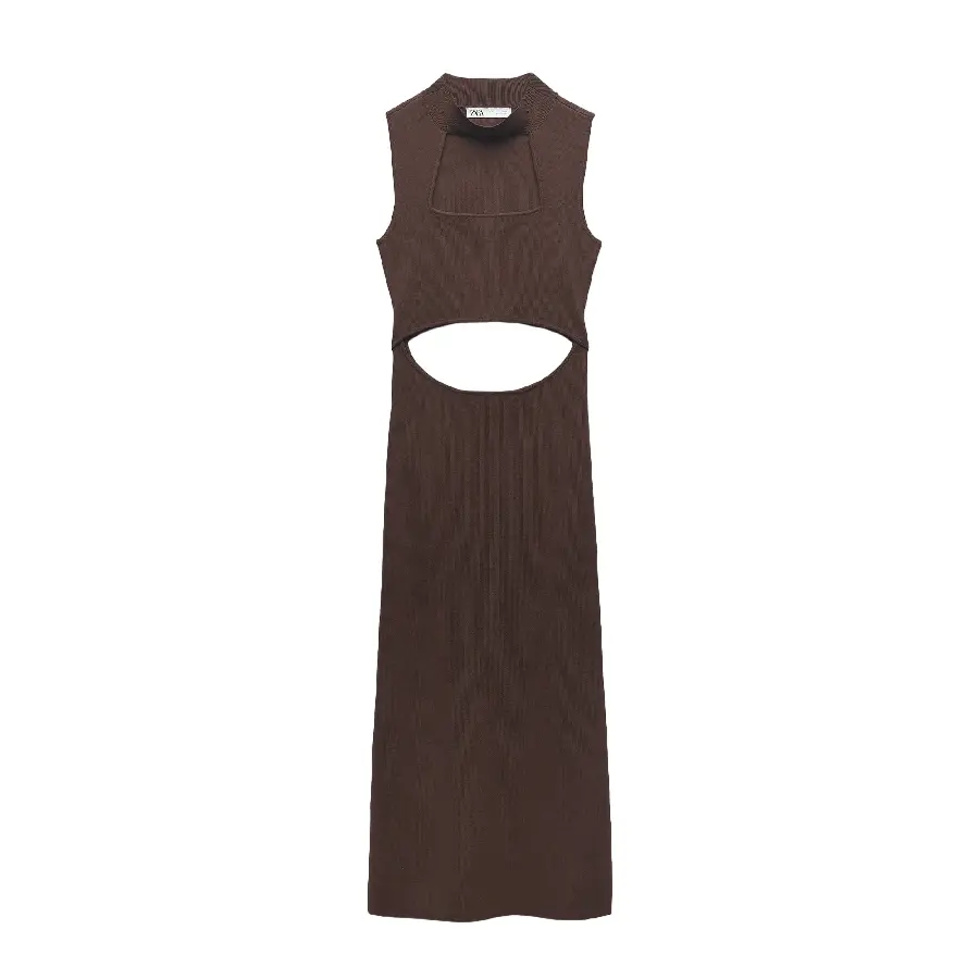 

Платье Zara Cut-out Knit, коричневый