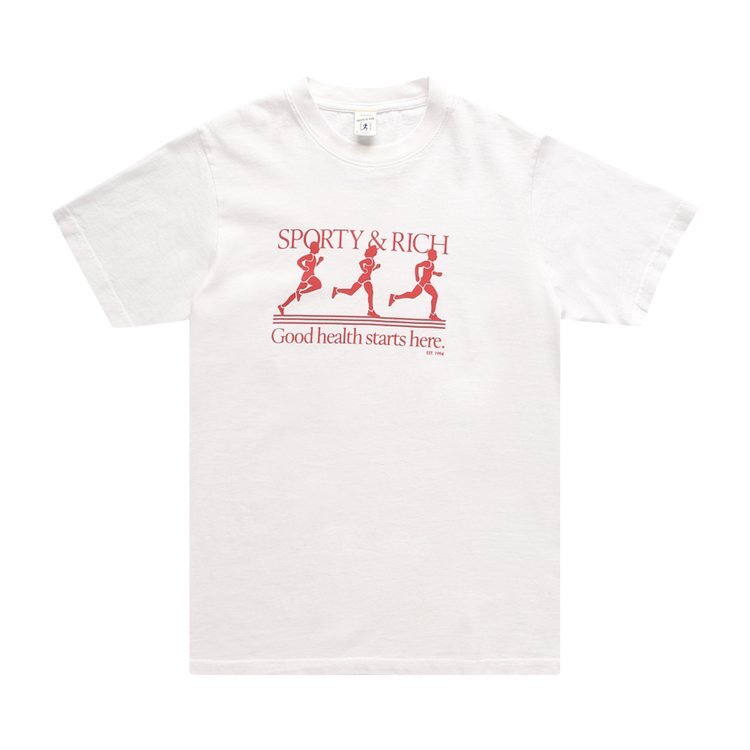 

Футболка Sporty & Rich Runner T-Shirt 'White/Red', белый