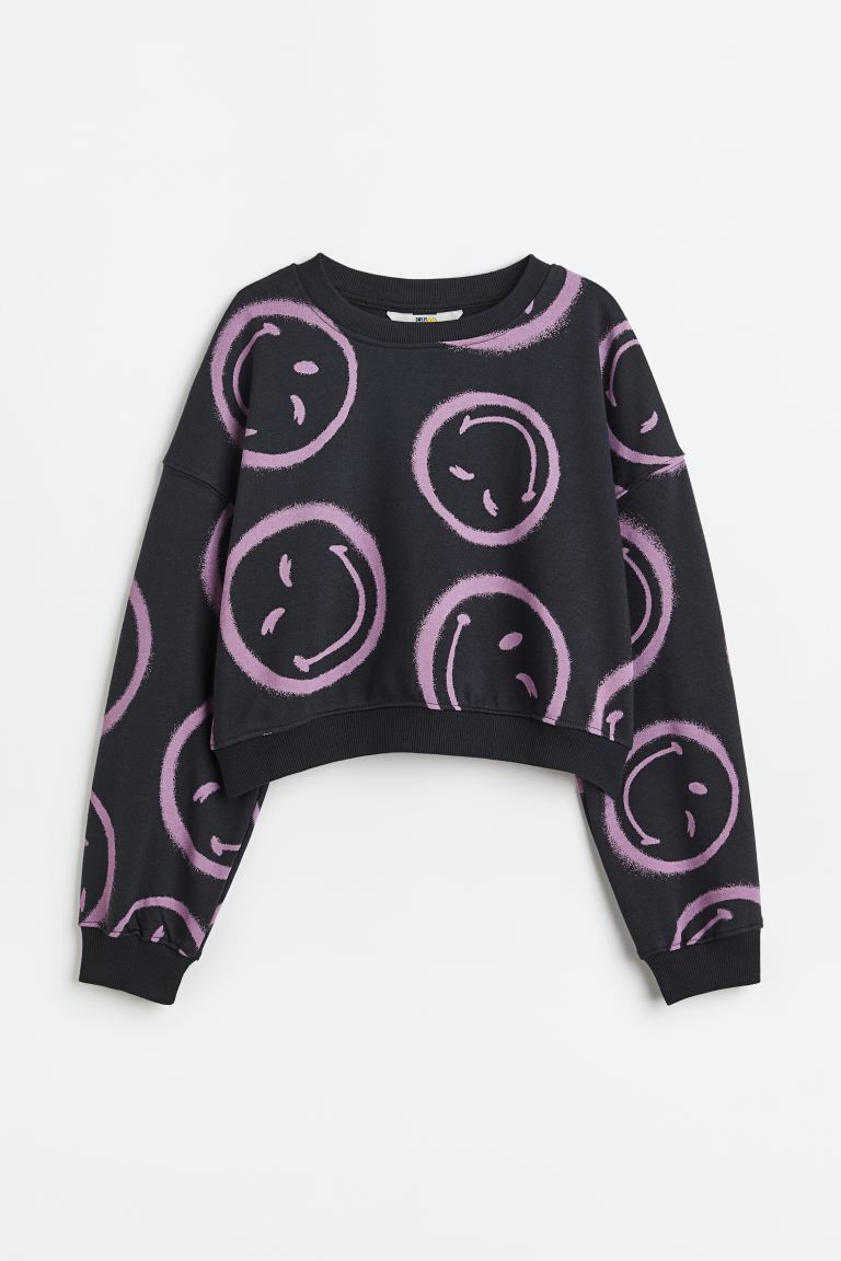 

Толстовка оверсайз с принтом H&M, темно-серый/smileyworld