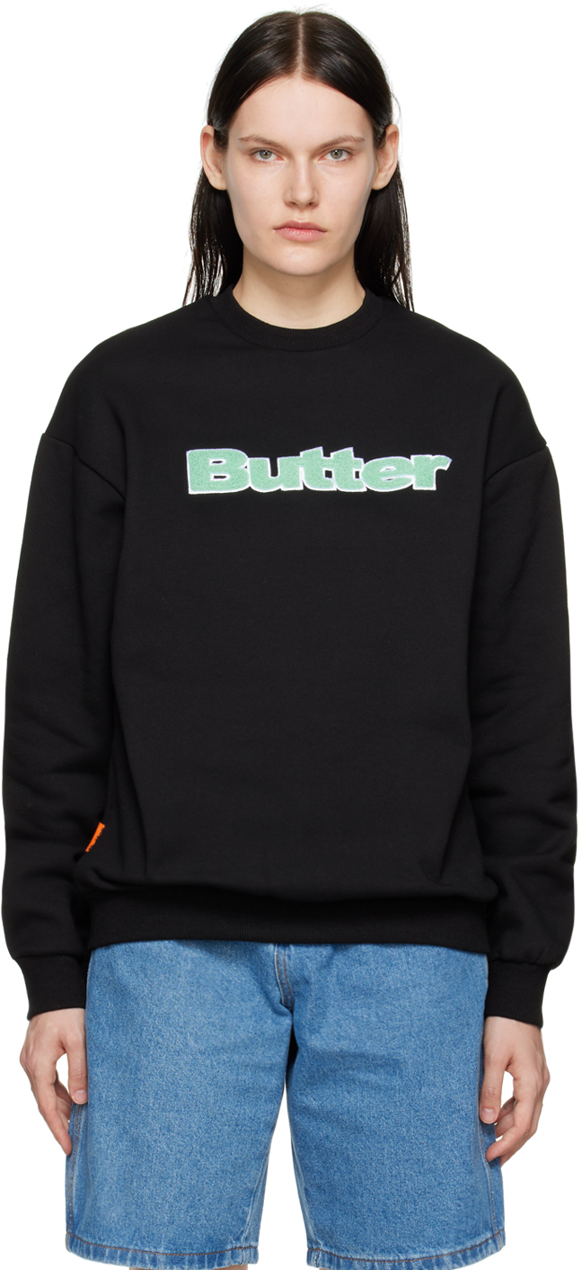 

Черный свитшот с аппликацией из синели Butter Goods
