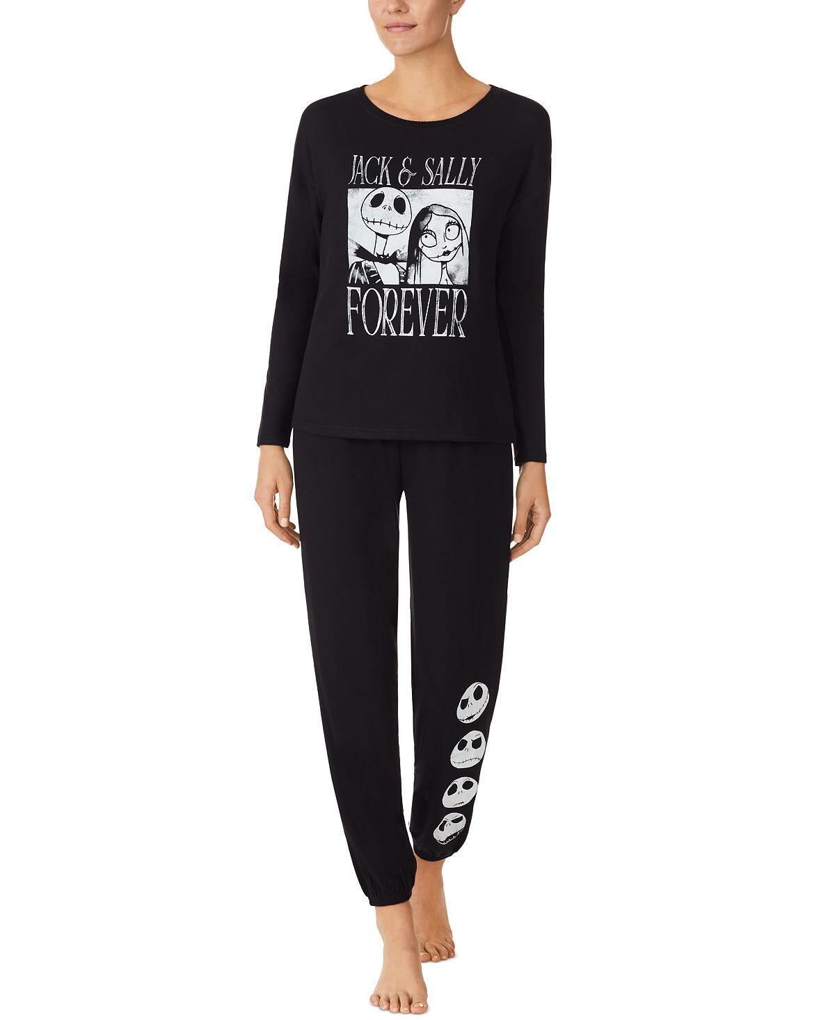 

Женская футболка nightmare before christmas jack & sally forever sleep top Disney, черный