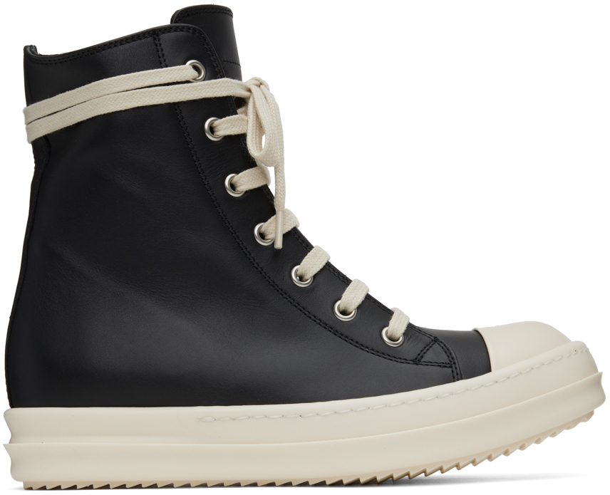 

Черные кожаные высокие кеды Rick Owens