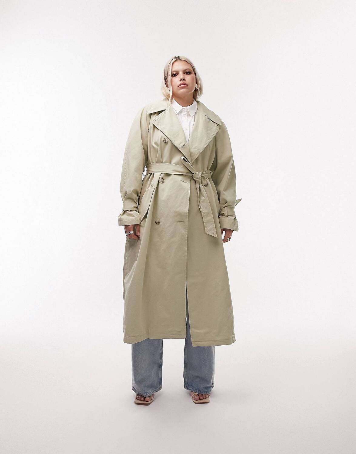 

Удлиненный тренч с эффектом потертости Topshop Curve
