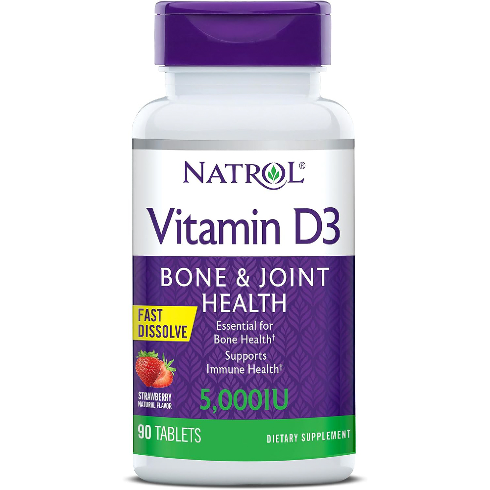 Витамин D3 Natrol Vitamin Fast Dissolve 5000 МЕ, 125 мкг, клубника 90 шт быстрорастворимые таблетки natrol vitamin d3 5000 90 шт